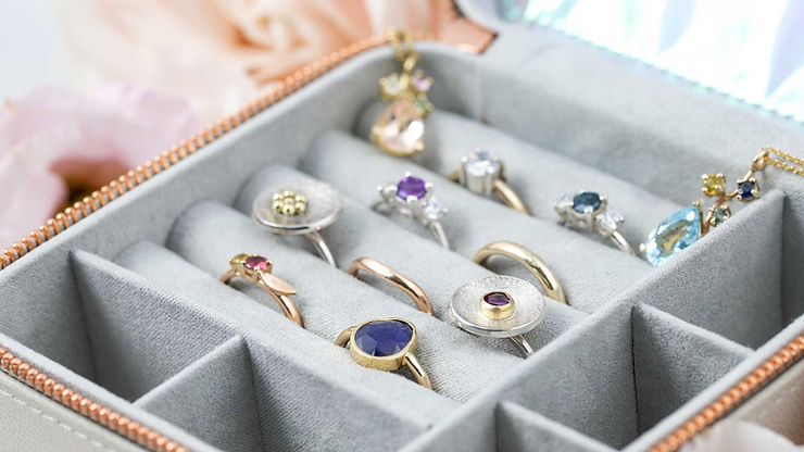 Ring box filled with various rings