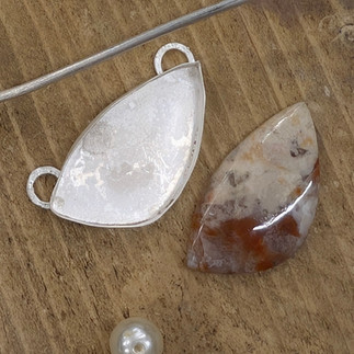 Burn agate stone and silver backing