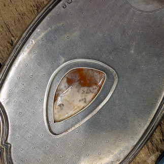 Burn agate stone and silver surround