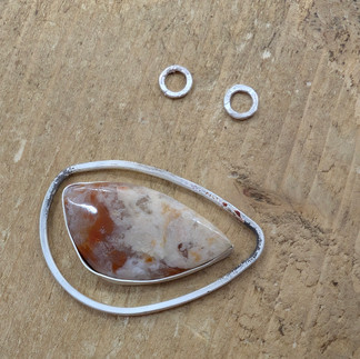 Burn Agate Stone necklace in pieces