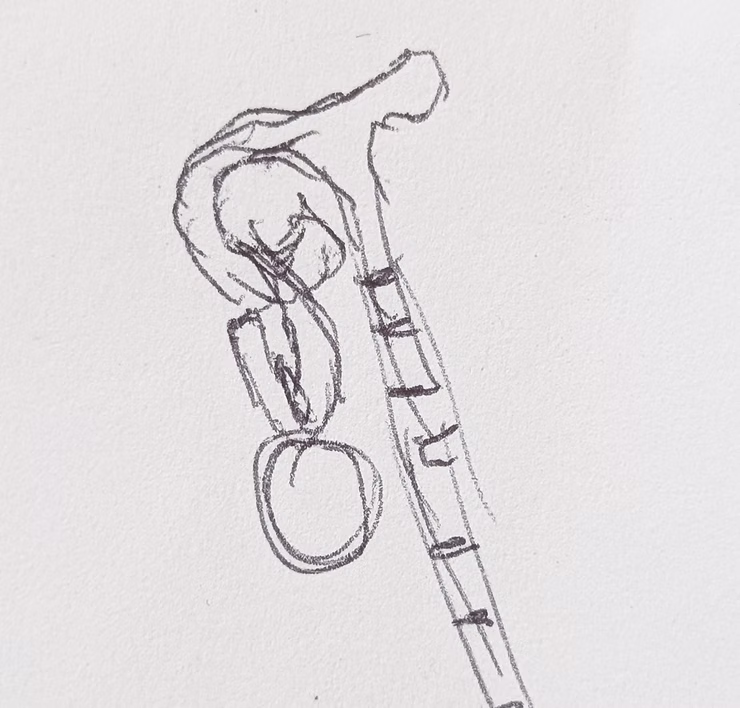 Pencil sketch of sterling silver memorial broach pin