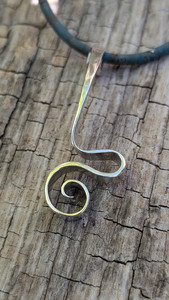 silver hand forged scroll pendant