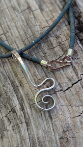 silver hand forged scroll pendant